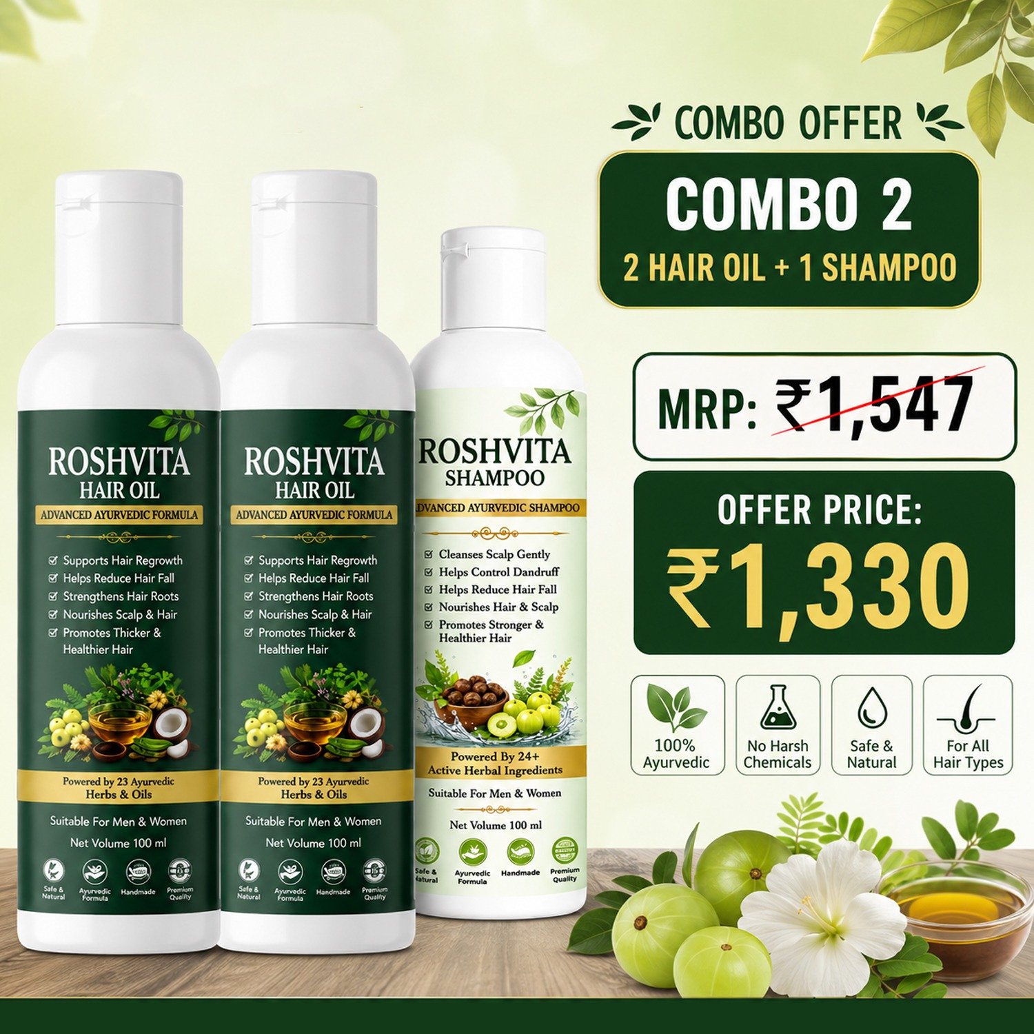 WhatsApp Image 2026-08-13 at 3.05.19 PM Advanced Ayurvedic Formula 2 Hair Oil + 1 Shampoo - Image 1